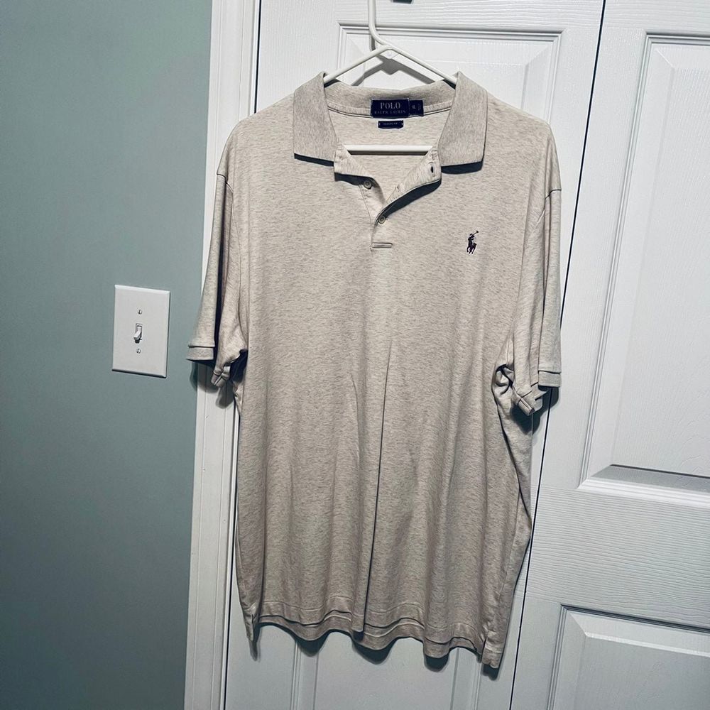 Polo Ralph Lauren Mens Size XL Short Sleeve Polo Shirt Oatmeal Classic Fit